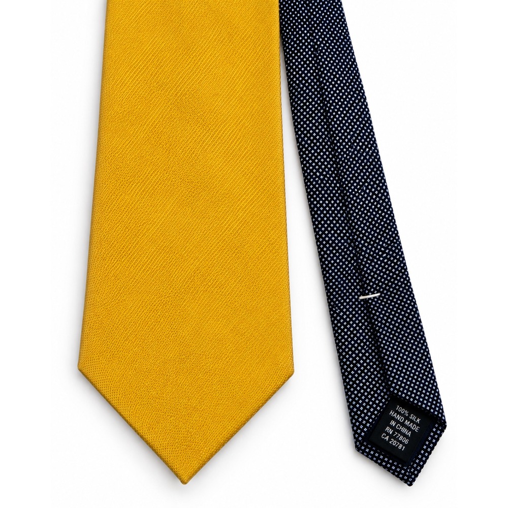TOMMY HILFIGER Tie 100% Silk Gold/Yellow & Blue WVU Necktie 62" Wedding Formal